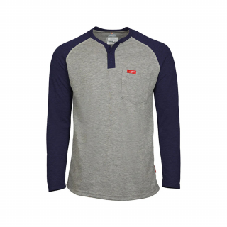 Lapco 6oz. Flame-Resistant Raglan Sleeve Henley T-Shirt Gray-Navy